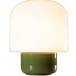 Lampe Niu blanc kaki verre 25x25x32cm