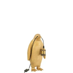 Lampe pingouin en résine Or 18,5x18,5x35cm