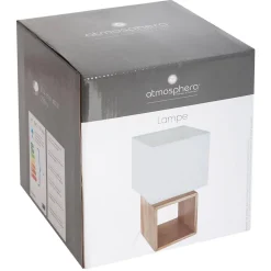 Lampe Pojo - bois et blanc - H32 cm - Atmosphera