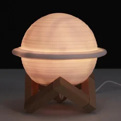 Lampe ronde avec support en bois Saturne