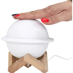 Lampe ronde avec support en bois Saturne