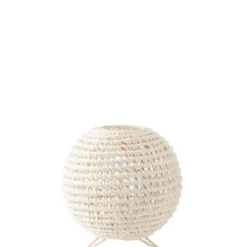 Lampe ronde en métal torsadé blanc 35.5x35.5x42 cm