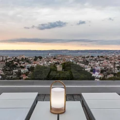 Lampe sans fil LED intégrée dimmable 5W Woody Lumisky bois blanc l.18 x H. 39 x P.18 x Ø 18 cm