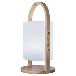 Lampe sans fil LED intégrée dimmable 5W Woody Lumisky bois blanc l.18 x H. 39 x P.18 x Ø 18 cm