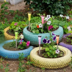 Lampe solaire à LED 'MULTI' (set de 5) , pour l'extérieur, piquet de terre en métal et plastique , multicolore, avec LED intégrée