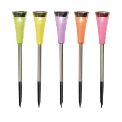 Lampe solaire à LED 'MULTI' (set de 5) , pour l'extérieur, piquet de terre en métal et plastique , multicolore, avec LED intégrée