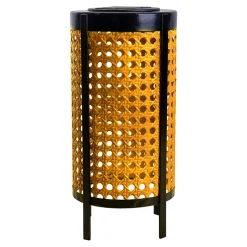 Lampe solaire à LED 'Patti' Lampe de table d'extérieur en métal et plastique noir et naturel, avec LED fixe intégrée