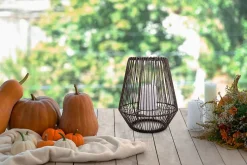 Lampe solaire à LED 'PLASTO' D: 26 cm Décoration extérieure en métal et plastique brun