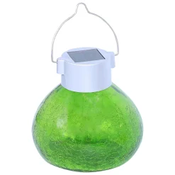 Lampe solaire 5 micro LED en verre vieilli. Couleurs assorties