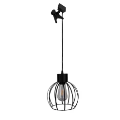 Lampe solaire / suspension 'Grid' en métal noir, D: 20 cm, ampoule fixe incluse, blanc chaud, pour l'extérieur