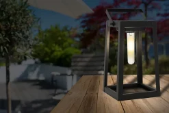 Lampe solaire décorative à LED , pour l'extérieur, déco - métal et plastique noir, avec LED intégrée