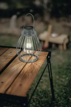 Lampe solaire décorative à LED de 21,5 cm de haut, pour l'extérieur, en métal, verre et plastique, argent, avec ampoule à LED fixe