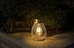 Lampe solaire décorative à LED de 21,5 cm de haut, pour l'extérieur, en métal, verre et plastique, argent, avec ampoule à LED fixe