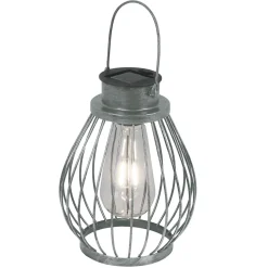 Lampe solaire décorative à LED de 21,5 cm de haut, pour l'extérieur, en métal, verre et plastique, argent, avec ampoule à LED fixe