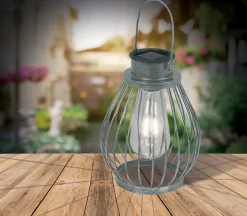 Lampe solaire décorative à LED de 21,5 cm de haut, pour l'extérieur, en métal, verre et plastique, argent, avec ampoule à LED fixe