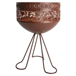 Lampe solaire décorative à LED avec pied, hauteur 34,5 cm, pour l'extérieur, en métal et plastique de couleur rouille, LED fixes