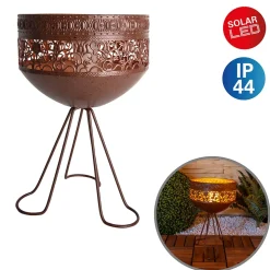 Lampe solaire décorative à LED avec pied, hauteur 34,5 cm, pour l'extérieur, en métal et plastique de couleur rouille, LED fixes