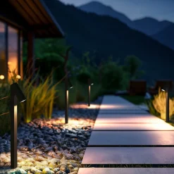 Lampe solaire de jardin à LED IP65 500 lm avec mât et capteur crépusculaire - 3000K