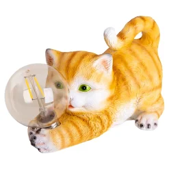 Lampe solaire d'extérieur LED 'Chat' 25 cm de long- Décoration d'extérieur en plastique brun avec LED intégrées