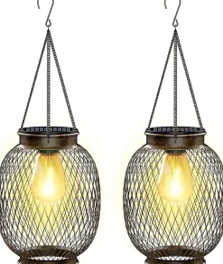 Lampe Solaire Exterieur Jardin Suspendue, Collasis IP65 Étanche 2 Pièces Métal avec Ampoule LED