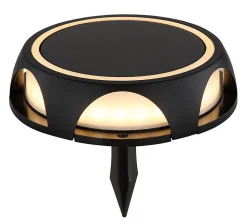 Lampe solaire fonte d'aluminium noir mat, LED