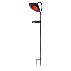 Lampe solaire LED Bowler avec piquet de terre jardin terrasse métal plastique noir LED fixes hauteur 86cm