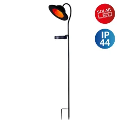 Lampe solaire LED Bowler avec piquet de terre jardin terrasse métal plastique noir LED fixes hauteur 86cm