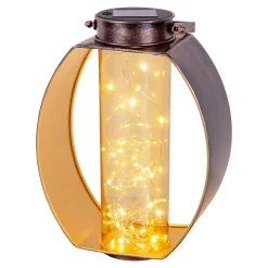Lampe solaire LED Fairylight terrasse balcon table métal noir or acrylique 26x19,5x12,5cm LED fixes