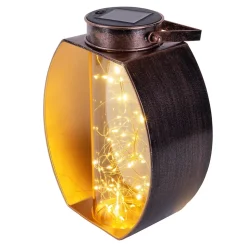 Lampe solaire LED Fairylight terrasse balcon table métal noir or acrylique 26x19,5x12,5cm LED fixes