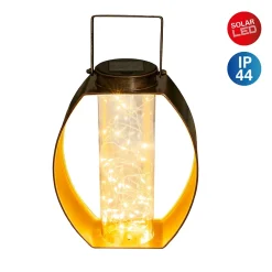 Lampe solaire LED Fairylight terrasse balcon table métal noir or acrylique 26x19,5x12,5cm LED fixes