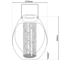Lampe solaire LED Fairylight terrasse balcon table métal noir or acrylique 26x19,5x12,5cm LED fixes