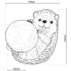 Lampe solaire LED Hérisson terrasse jardin plastique brun extérieur 17x14,5x12cm LED fixes