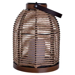 Lampe solaire LED Korbinian jardin terrasse métal toile jute naturelle extérieur 29x21cm LED fixes