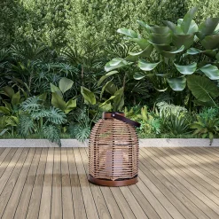 Lampe solaire LED Korbinian jardin terrasse métal toile jute naturelle extérieur 29x21cm LED fixes