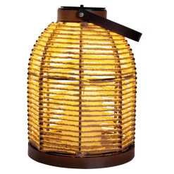 Lampe solaire LED Korbinian jardin terrasse métal toile jute naturelle extérieur 29x21cm LED fixes