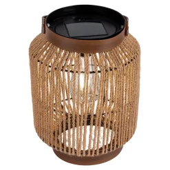 Lampe solaire LED 'KORBINIAN' Décoration pour l'extérieur en métal, plastique et cordon naturel, avec LEDs fixes.