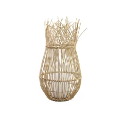 Lampe solaire NATURELIA SOLAIRE en rotin tressé - Lumière vacillante effet bougie
