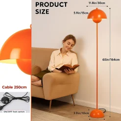 Lampe sur Pied au Design Nordique Classique Doré avec Abat-jour et Base Parabolique Douille E27 pour Salon Salle à Manger Chambre.