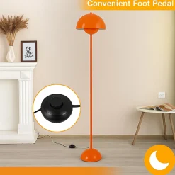 Lampe sur Pied au Design Nordique Classique Doré avec Abat-jour et Base Parabolique Douille E27 pour Salon Salle à Manger Chambre.