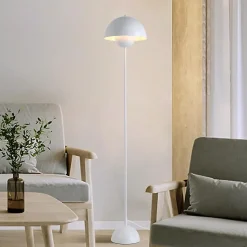 Lampe sur Pied au Design Nordique Blanc Classique avec Abat-Jour et Base Parabolique Douille E27 pour Salon Salle à Manger Chambre