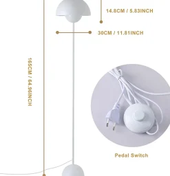 Lampe sur Pied au Design Nordique Blanc Classique avec Abat-Jour et Base Parabolique Douille E27 pour Salon Salle à Manger Chambre