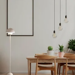 Lampe sur Pied au Design Nordique Blanc Classique avec Abat-Jour et Base Parabolique Douille E27 pour Salon Salle à Manger Chambre