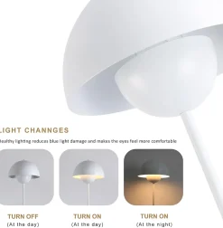 Lampe sur Pied au Design Nordique Blanc Classique avec Abat-Jour et Base Parabolique Douille E27 pour Salon Salle à Manger Chambre