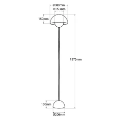 Lampe sur Pied au Design Nordique Classique Noir avec Abat-jour et Base Parabolique Douille E27 pour Salon Salle à Manger Chambre
