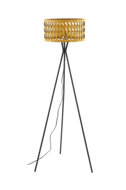 Lampe sur pied avec abat-jour en contreplaqué couleur miel