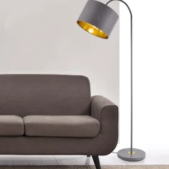 Lampe Sur Pied Design Lampadaire Moderne Stylé Abat-jour Inclinable Métal Textile E27 173 Cm Gris lux.pro