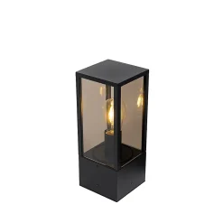 Lampe sur pied d'extérieur noire avec verre fumé 40 cm IP44 - Charlois