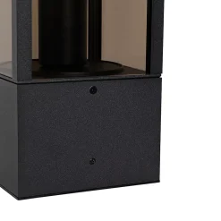 Lampe sur pied d'extérieur noire avec verre fumé 40 cm IP44 - Charlois