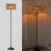 Lampe sur Pied en Rotin Tressée à la Main avec Interrupteur de Câble Douille E27 pour Salon et Chambre