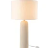 Lampe sur pied en terre cuite et lin (38x38x68 cm - Blanc)